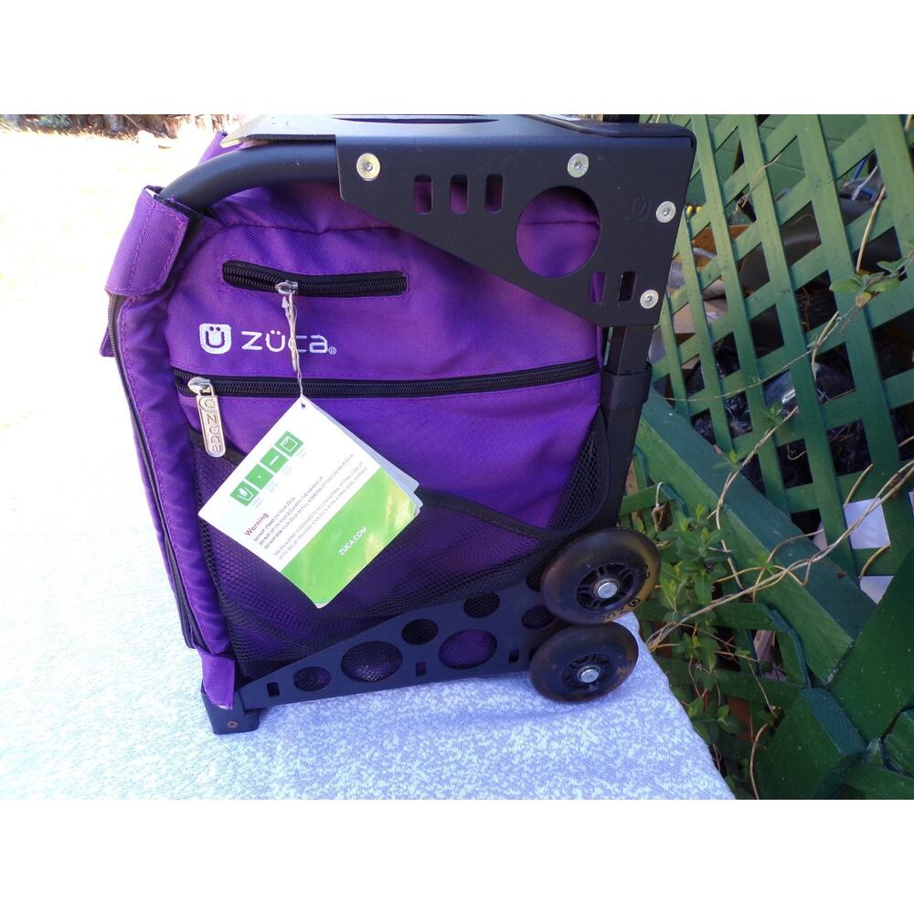 ZÜCA Sport Rolling Bag Purple Mobile Locker Built-in Seat Flashing LED Wheels - Picture 2 of 16